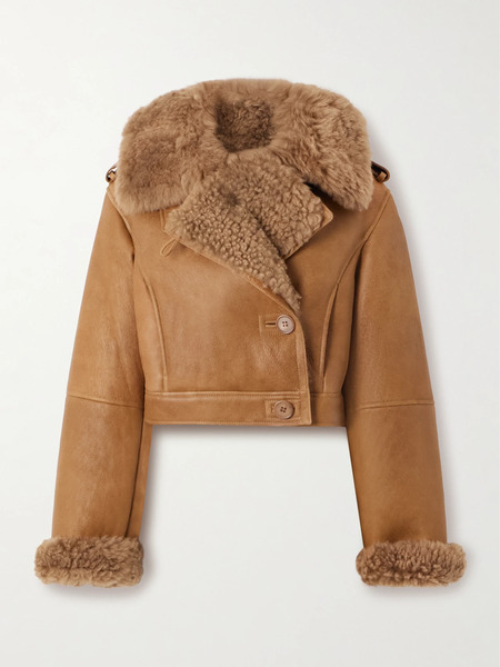  Chloé Chloé - Double-breasted Shearling Jacket - Light Brown 