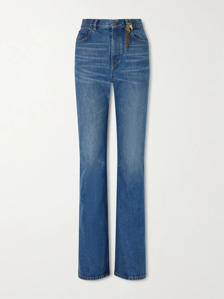  Chloé Chloé - Embellished High-rise Straight-leg Organic Jeans - Mid Denim 