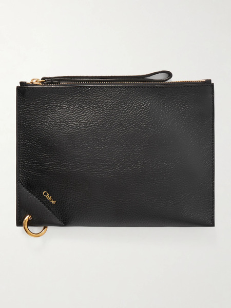  Chloé Chloé - Embellished Textured-leather Pouch - Black 