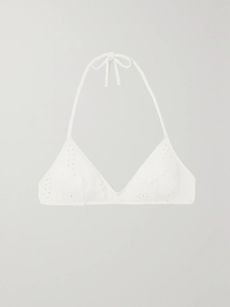  Chloé Chloé - + Eres Broderie Anglaise Halterneck Bikini Top - White 
