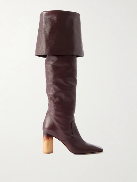  Chloé Chloé - Georgia Leather Knee Boots - Burgundy 