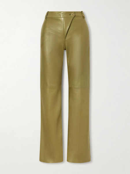  Chloé Chloé - High-rise Paneled Leather Straight-leg Pants - Green 