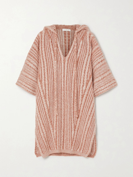  Chloé Chloé - Hooded Cable-knit Wool-blend Poncho - Beige 