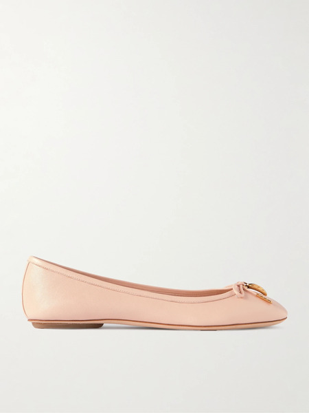  Chloé Chloé - Iris Embellished Leather Ballet Flats - Beige 