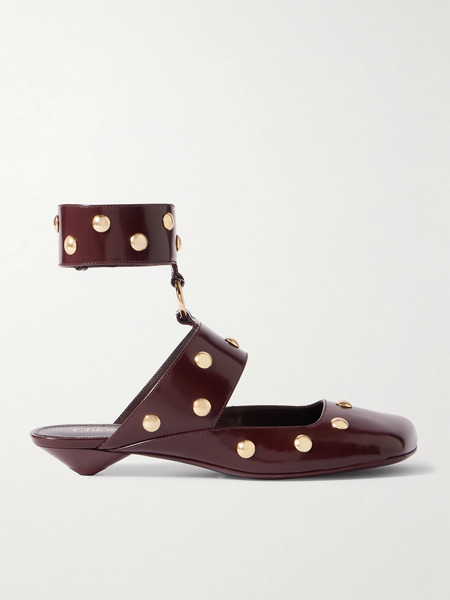  Chloé Chloé - Jade Studded Leather Pumps - Burgundy 