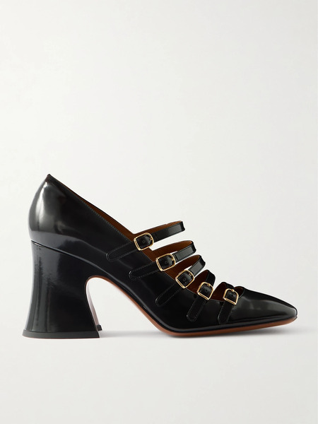  Chloé Chloé - Janis Buckled Glossed-leather Mary Jane Pumps - Black 