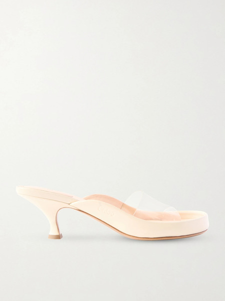  Chloé Chloé - Junie Leather-trimmed Tpu Mules - White 