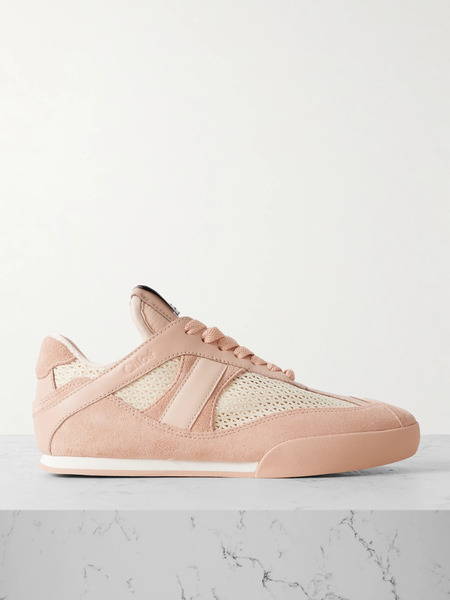  Chloé Chloé - Kick Leather And Suede-trimmed Mesh Sneakers - Peach 