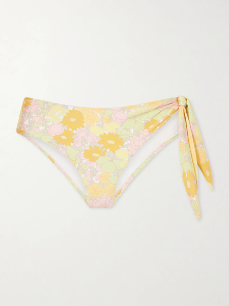  Chloé Chloé - Knot-detailed Floral-print Bikini Briefs - Yellow 