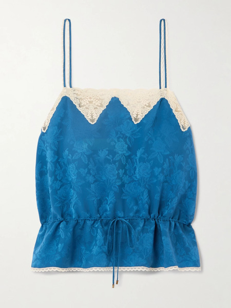  Chloé Chloé - Lace-trimmed Silk-jacquard Camisole - Cobalt Blue 