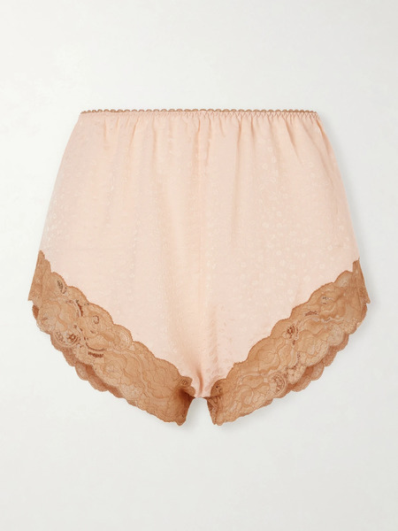  Chloé Chloé - Lace-trimmed Silk-jacquard Shorts - Pastel Pink 