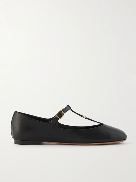  Chloé Chloé - Marcie Embellished Leather Ballet Flats - Black 