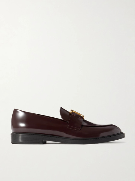  Chloé Chloé - Marcie Embellished Leather Loafers - Burgundy 