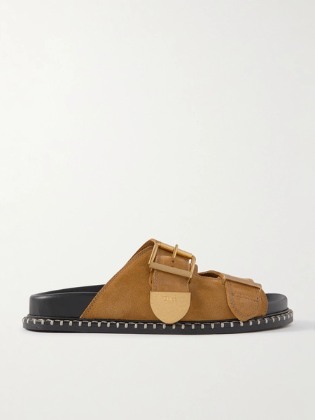  Chloé Chloé - + Net Sustain Rebecca Whipstiched Suede Slides - Tan 