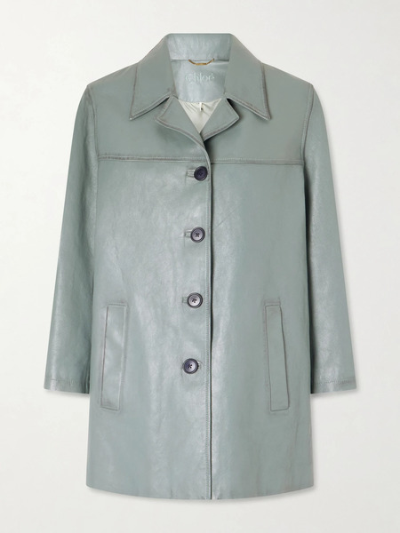  Chloé Chloé - Paneled Leather Jacket - Light Blue 
