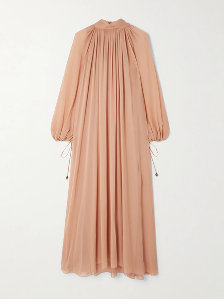 Chloé Chloé - Pleated Silk-georgette Midi Dress - Peach 