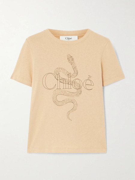  Chloé Chloé - Printed Cotton-jersey T-shirt - Neutral 