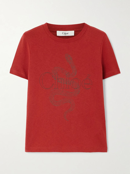  Chloé Chloé - Printed Cotton-jersey T-shirt - Red 