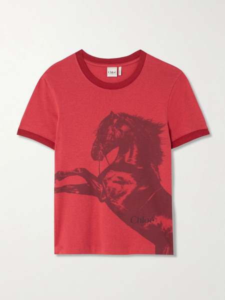  Chloé Chloé - Printed Cotton-jersey T-shirt - Red 
