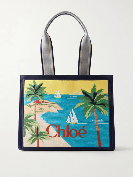  Chloé Chloé - Printed Leather-trimmed Canvas Shoulder Bag - Multi 