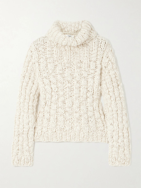  Chloé Chloé - Ribbed Merino Wool And Silk-blend Turtleneck Sweater - White 