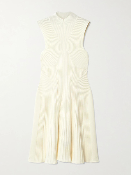  Chloé Chloé - Ribbed Wool-blend Turtleneck Mini Dress - White 