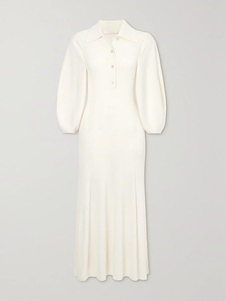  Chloé Chloé - Ribbed Wool Midi Dress - White 