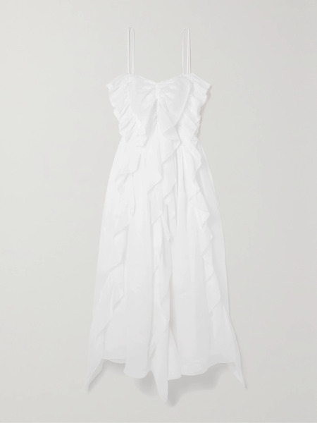  Chloé Chloé - Ruffled Ramie Midi Dress - White 