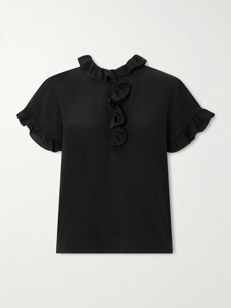  Chloé Chloé - Ruffled Silk Crepe De Chine Blouse - Black 