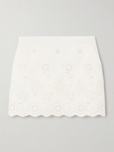  Chloé Chloé - Scalloped Quilted Broderie Anglaise Cotton-blend Mini Skirt - White 