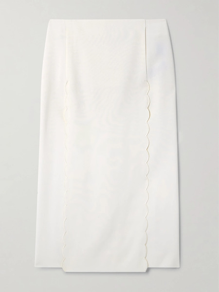  Chloé Chloé - Scalloped Twill Midi Skirt - White 