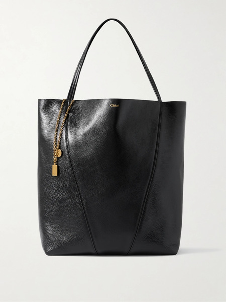  Chloé Chloé - Spin Embellished Paneled Textured-leather Tote - Black 