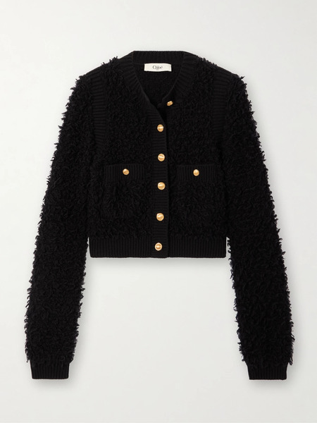  Chloé Chloé - Wool And Silk-blend Bouclé Cardigan - Black 
