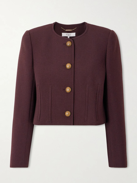  Chloé Chloé - Wool-crepe Jacket - Burgundy 