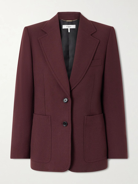  Chloé Chloé - Wool-gabardine Blazer - Burgundy 
