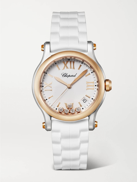  Chopard Chopard - Happy Sport 36mm 18-karat Rose Gold, Stainless Steel And Diamond Watch - Gray 