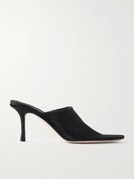  Christen Christen - Elipse Calf Hair Mules - Black 