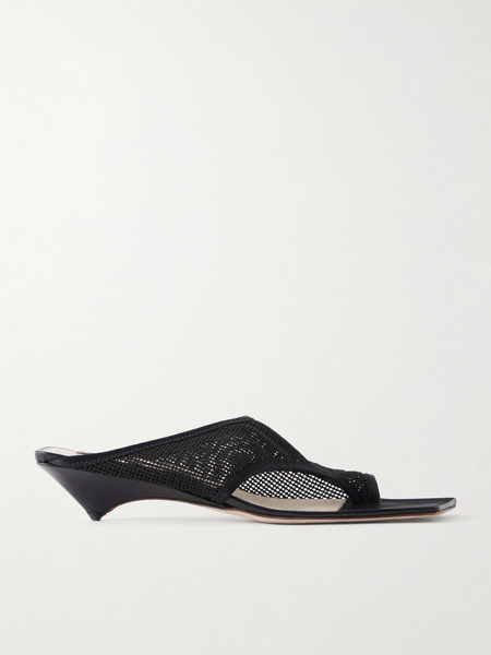  Christen Christen - Leather-trimmed 35 Mesh Sandals - Black 