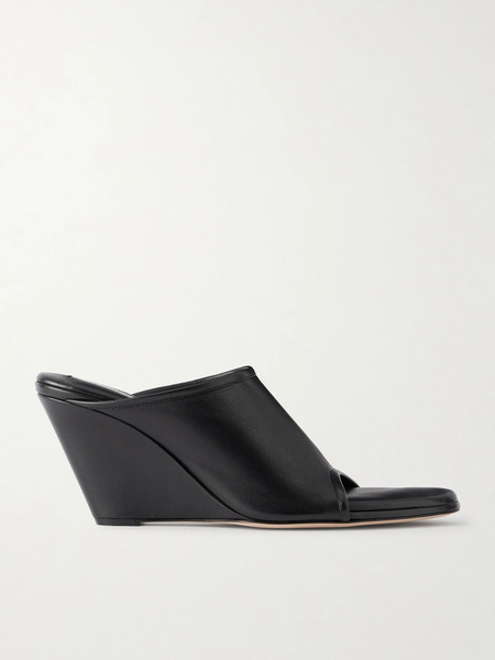 Christen Christen - 75 Stretch Leather Wedge Mules - Black 
