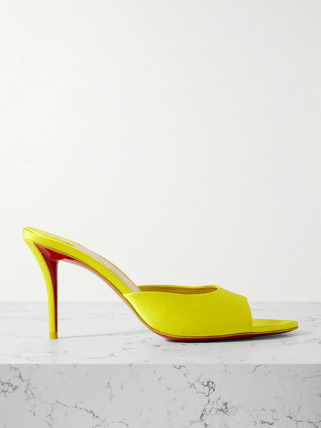  Christian Louboutin Christian Louboutin - Apostropha 80 Satin Mules - Yellow 