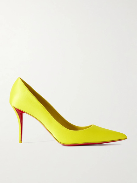  Christian Louboutin Christian Louboutin - Apostropha 80 Satin Pumps - Yellow 