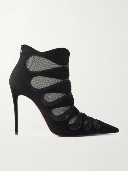  Christian Louboutin Christian Louboutin - Circus Max 100 Mesh And Suede Ankle Boots - Black 