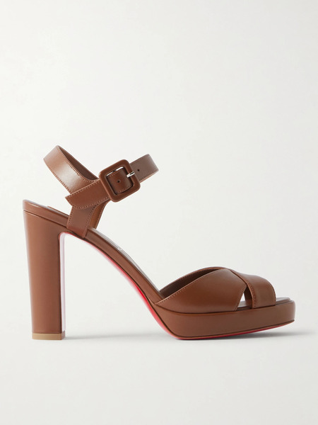  Christian Louboutin Christian Louboutin - Cora 100 Leather Platform Sandals - Brown 