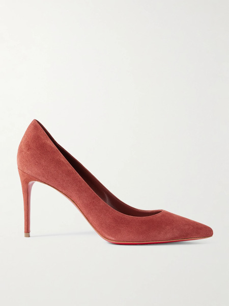 Christian Louboutin Christian Louboutin - Kate 85 Suede Point-toe Pumps - Brick 