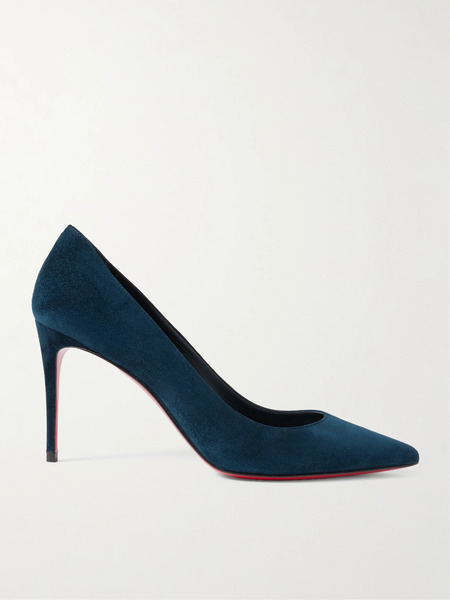  Christian Louboutin Christian Louboutin - Kate 85 Suede Point-toe Pumps - Navy 