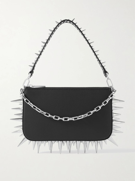  Christian Louboutin Christian Louboutin - Loubila Mini Spiked Leather Shoulder Bag - Black 