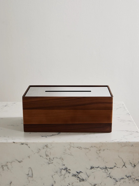  Christofle Christofle - Uni Walnut And Stainless Steel Tissue Box - Dark Brown 