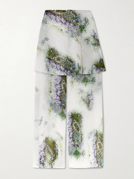  Christopher Esber Christopher Esber - Absence Layered Printed Silk-chiffon Wide-leg Pants - Ivory 