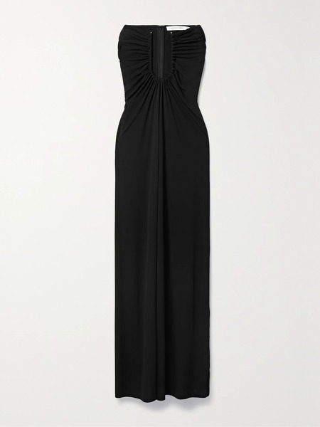  Christopher Esber Christopher Esber - Arced Palm Strapless Gathered Jersey Maxi Dress - Black 