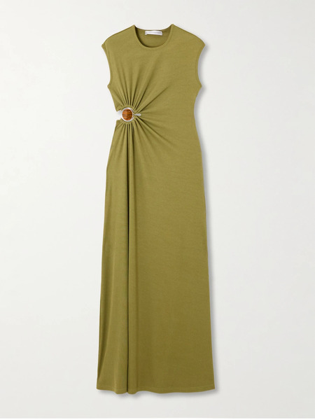  Christopher Esber Christopher Esber - Cutout Embellished Ribbed-jersey Maxi Dress - Green 